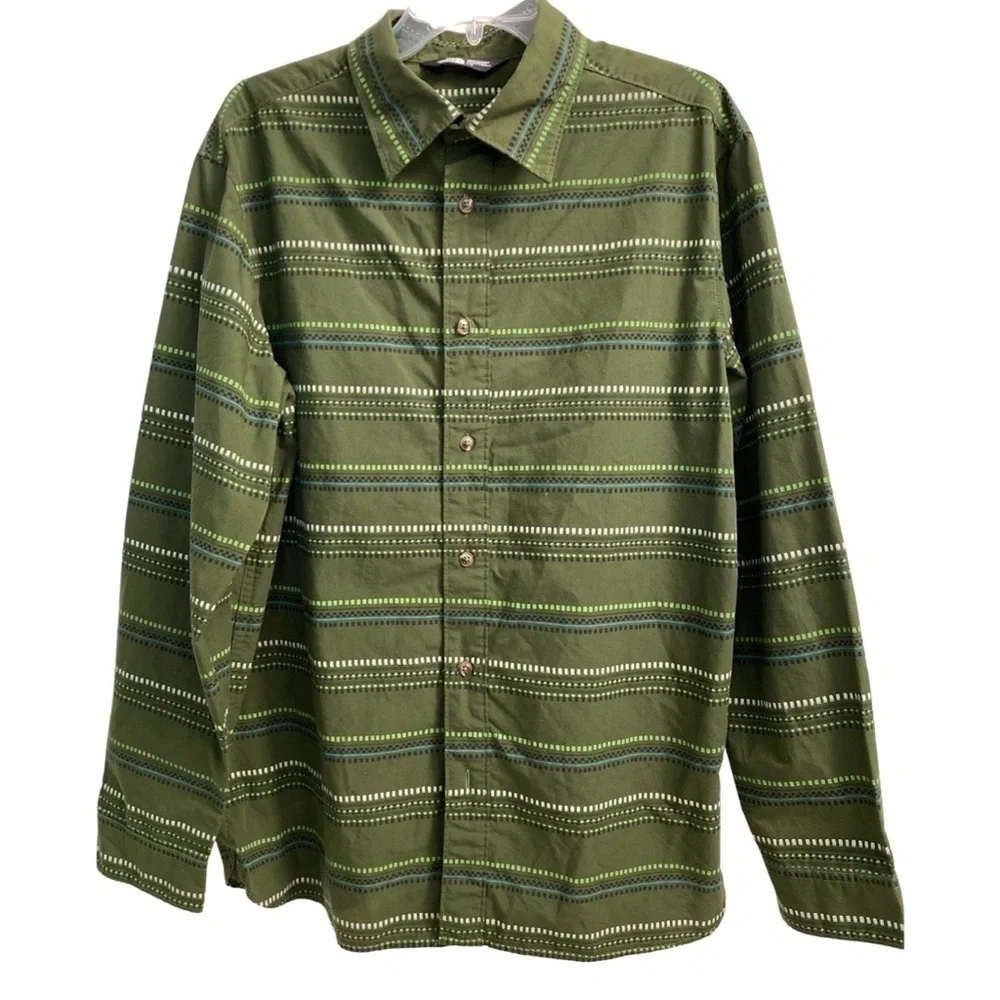 The North Face Men’s Earth Moss Green Long Sleeve Button Down Shirt Large